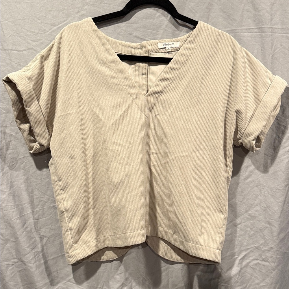 Madewell Cream V-Neck Short Sleeve Tee